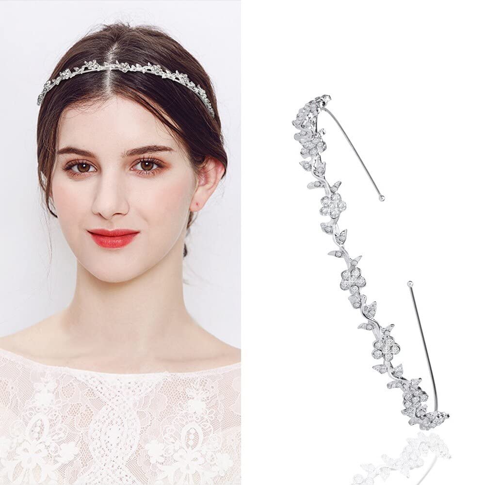 Diamentowa Tiara Moda Dziewczęca Kryształowe Kwiaty Ślubne Tiara Ślubna i Eleganckie Liście Projekt Tiara Akcesoria Do Włosów