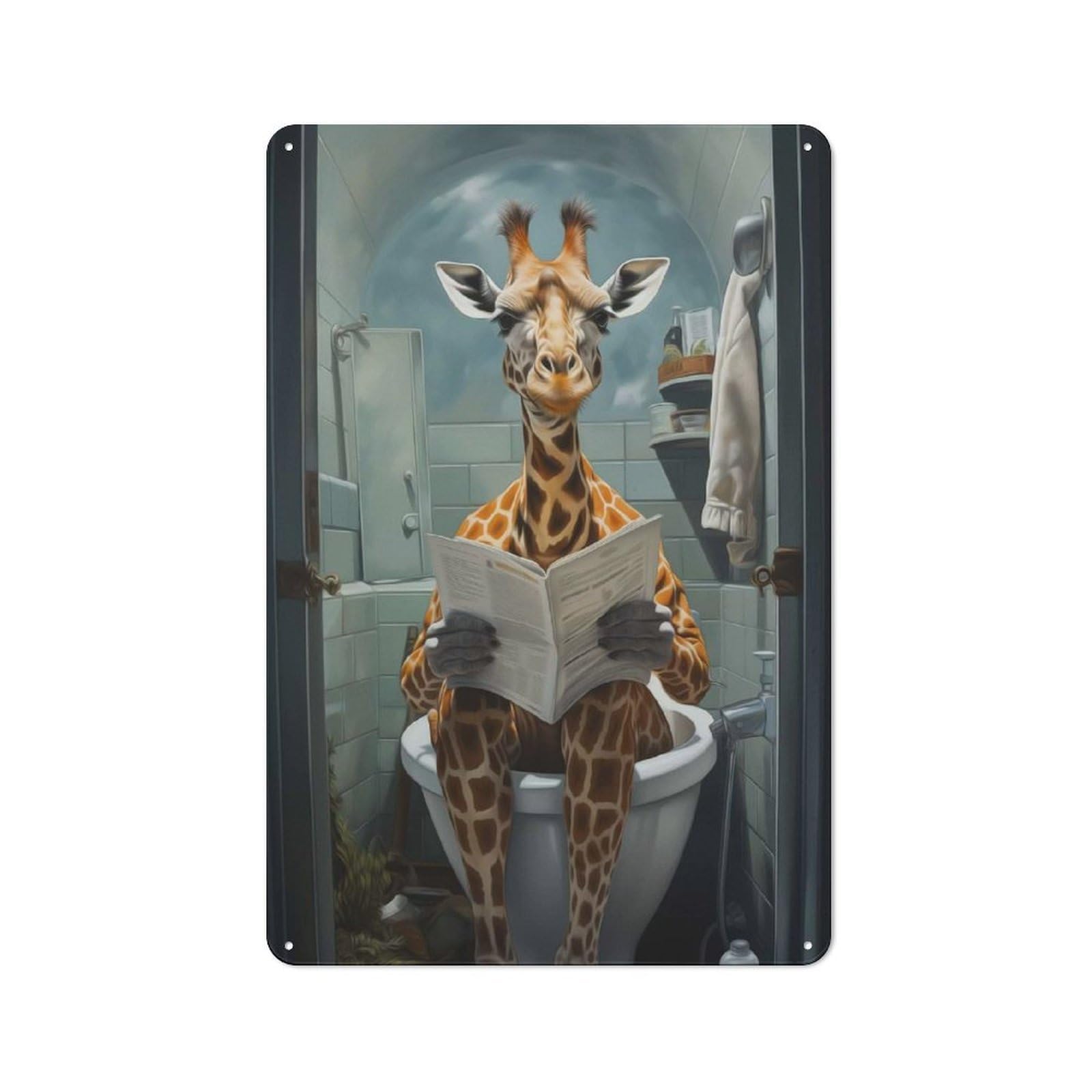 Junmoney Giraffe Morning Business Shed Style Shed Metal Sign 30X20cm, Shed Wall Decor For Shed, Garden Room, Porch Or Garage