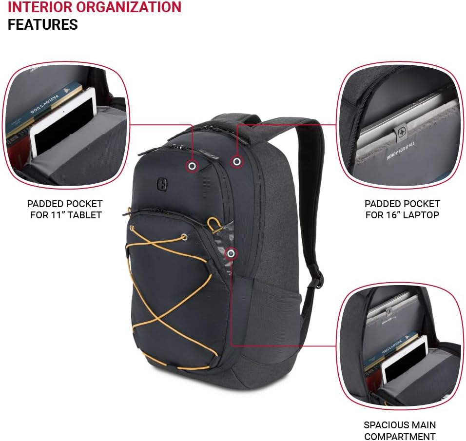 SwissGear 8175 Laptop Backpack, Charcoal Heather, 18 Inches - Image 4