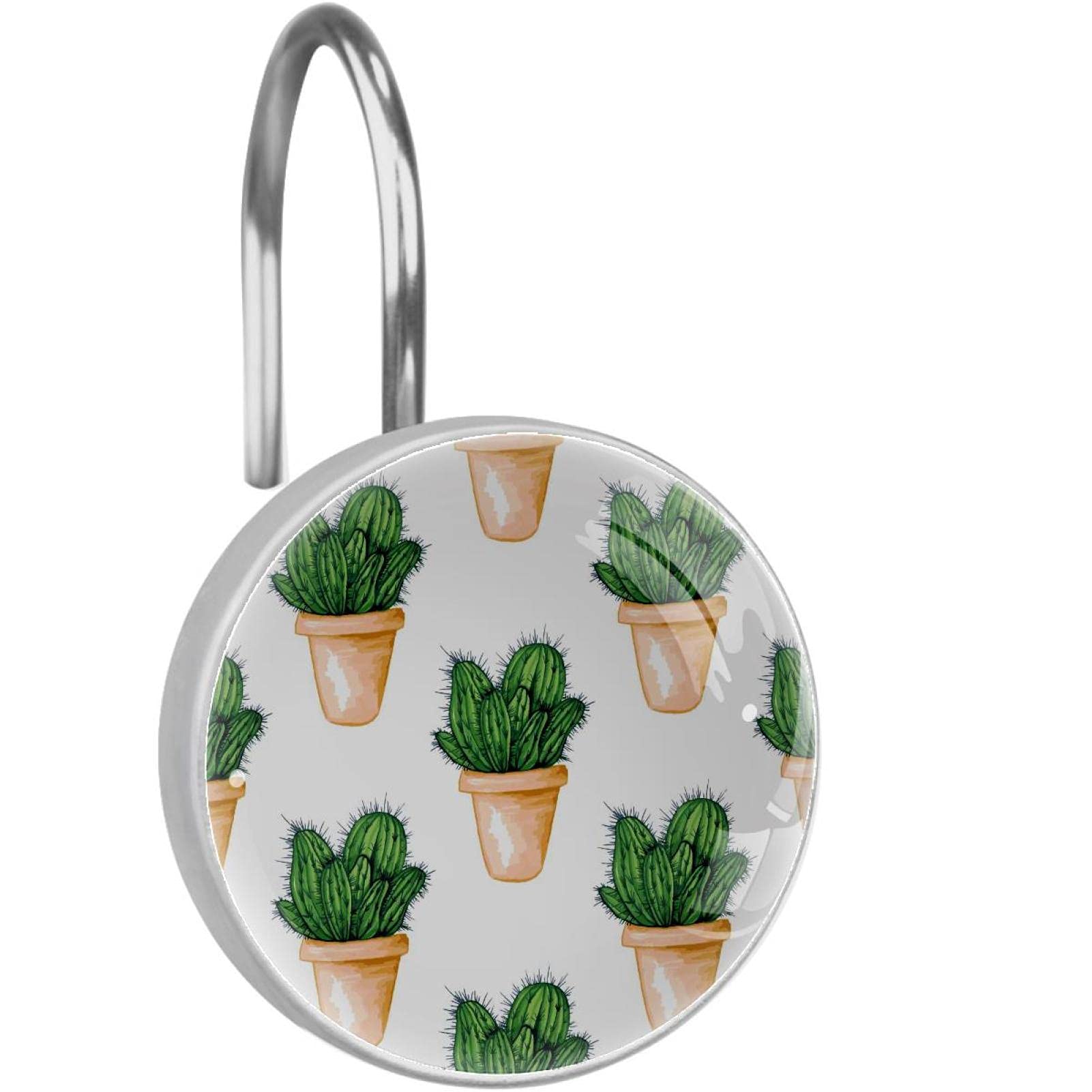 Crochets rideau de douche cactus en acier inoxydable lot de 12 pièces pour salle de bain