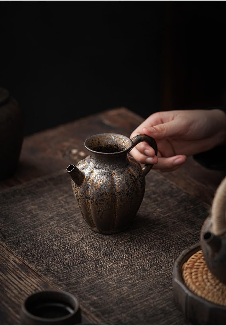 Gold-Gilded Fairness Cup, Retro Rough Clay, Tea Sea, Creative Tea Strainer for Tea Ceremony-style1