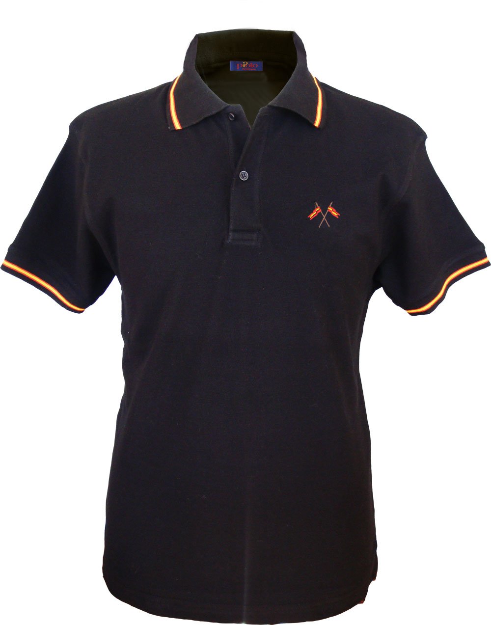Polo Flag of Spain Embroidered on Chest Man Color Black, 100% cot...