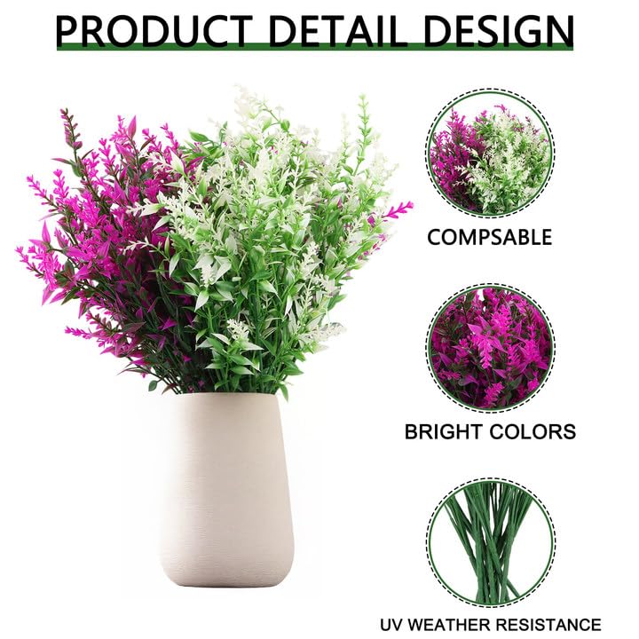 10 Flores Artificiales De Lavanda - 36 Cm, Multicolor, Para Exterior E Interior, Plástico Resistente