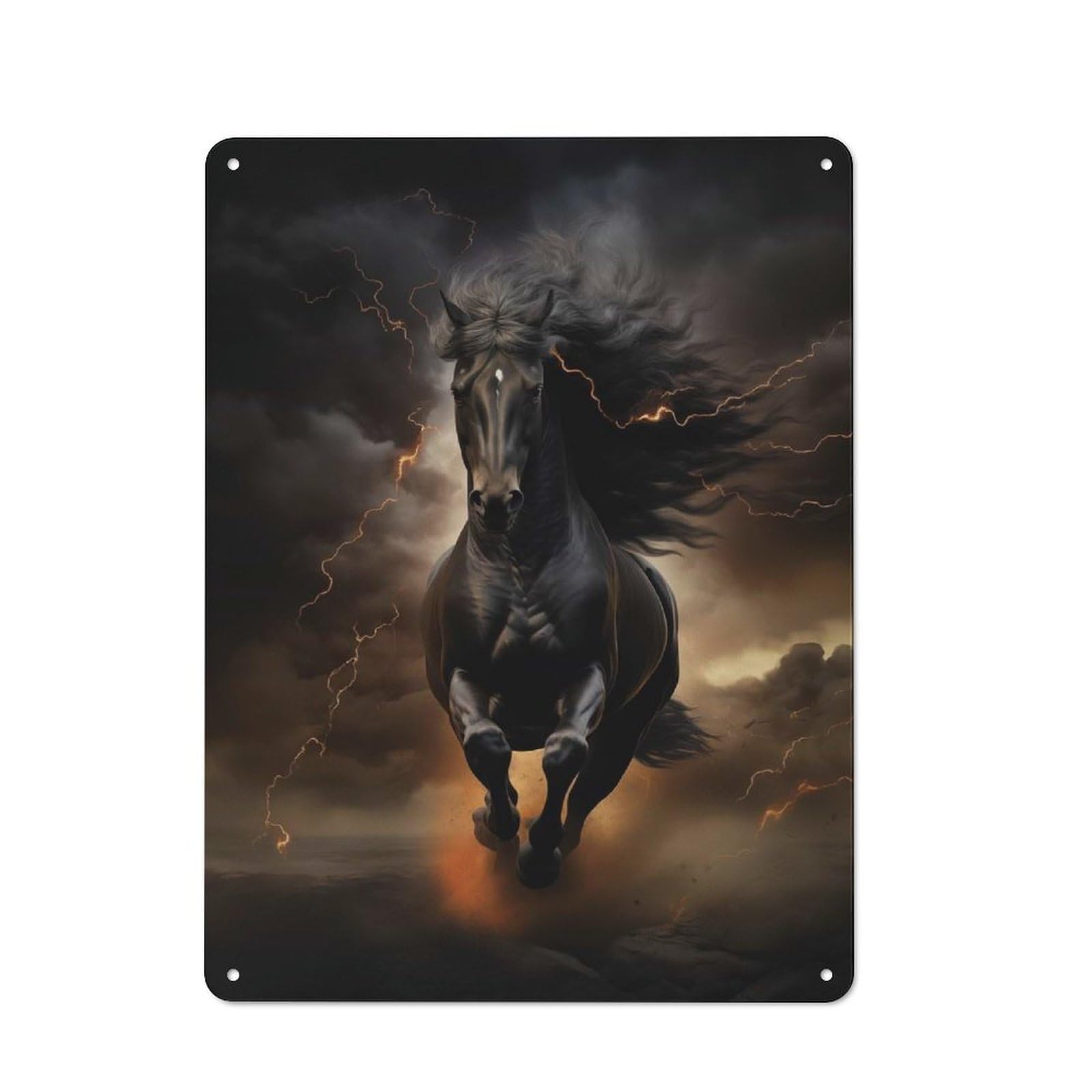 Junmoney Style-8 Clean Industrial Black Horse Galloping Industrial Metal Sign 40X30cm, Studio Wall Art For Loft, Studio, Office Or Creative Room