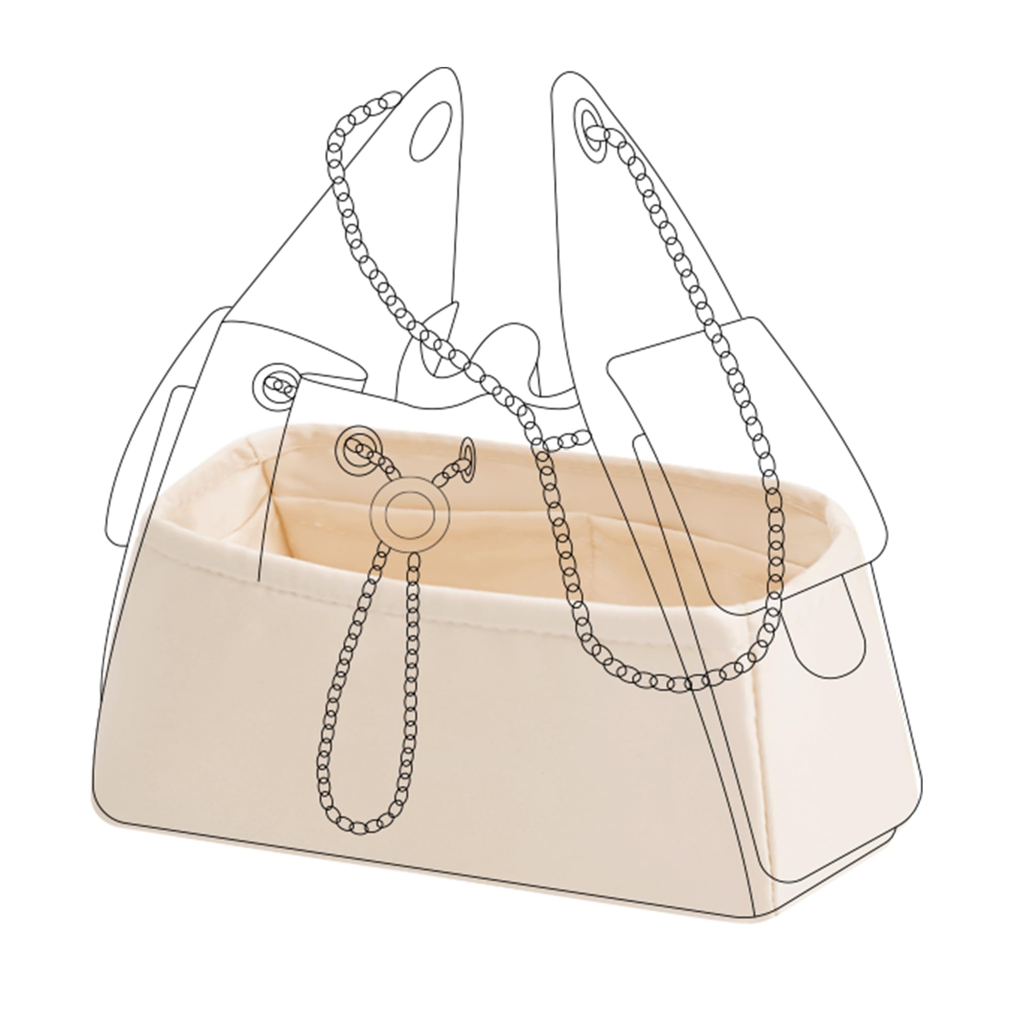 DGAZバッグインバッグ シャネル 25 ホーボーバッグ用 インナーバッグ バッグオーガナイザー 高級シルク サテン 収納バッグ 多機能ポケット 25C hobo bagに適用(ミニmini、クレ)