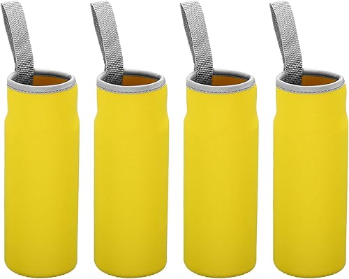PATIKIL Funda para botella de agua de 2.559 in x 7.087 in, paquete de 4 bolsas de neopreno aisladas para botellas con correa para los dedos, color PATIKIL Funda para botella de agua de 2.559 in x 7.087 in, paquete de 4 bolsas de neopreno aisladas para botellas con correa para los dedos, color