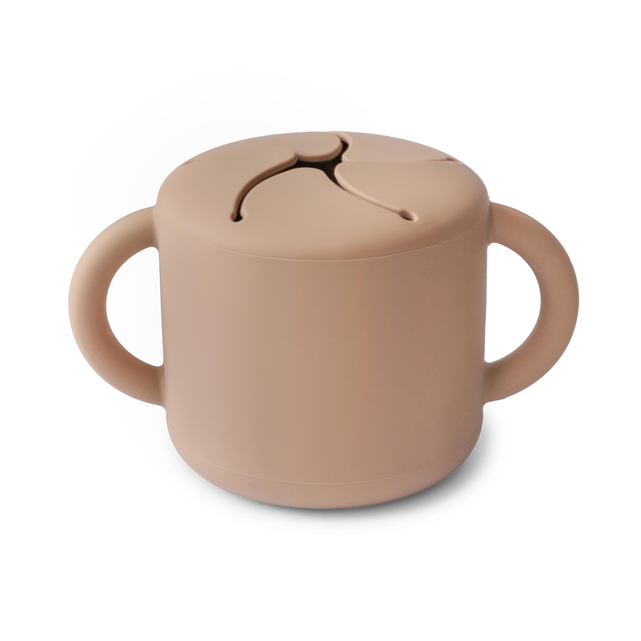 mushieSilicone Baby Snack Cup with Handles - Easy-Grip Baby Cup with Soft Opening for On-the-Go Feeding, 400ml Spill-Proof Food-Grade Container for Baby Food & Snacks | Natural