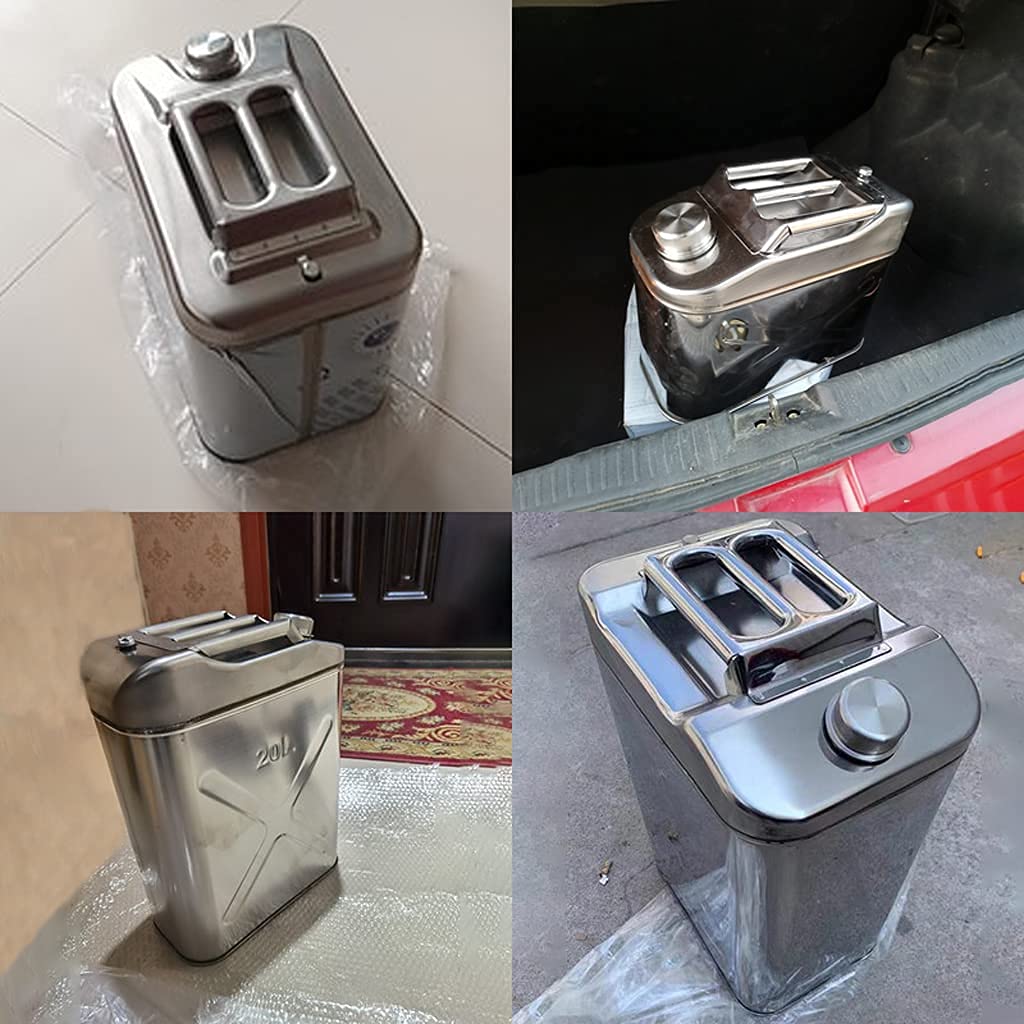Depósito de combustible portátil, Bidón metálico portátil de gran capacidad, bidón combustible acero inoxidable 304 con tubo guía aceite, depósito repuesto for gasolina y diésel, 15 l