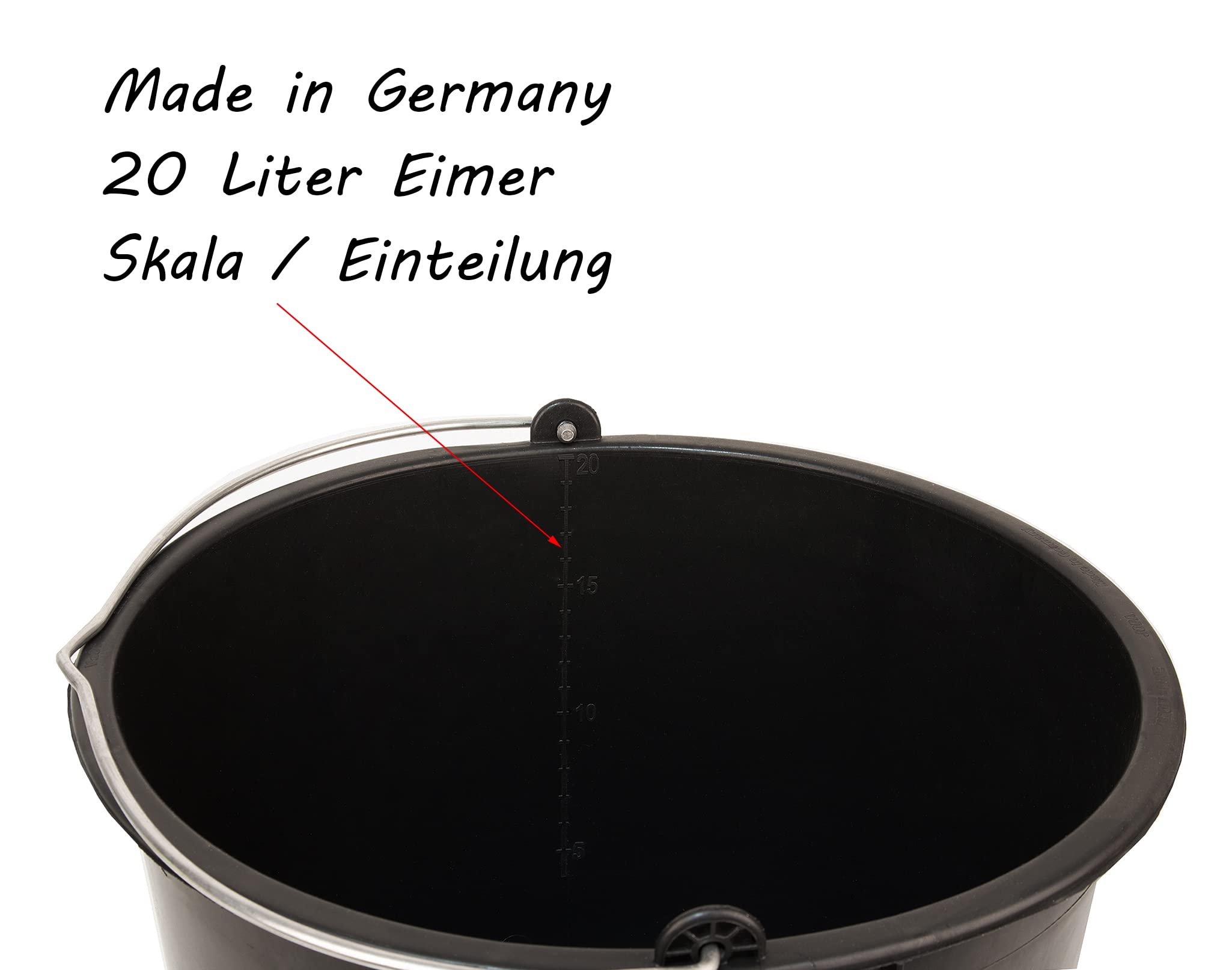 BigDean 10 Baueimer 20 Liter Zementeimer Putzeimer Mörteleimer Garten Eimer | Eimer mit Literskala & Metallhenkel, robust & wetterfest