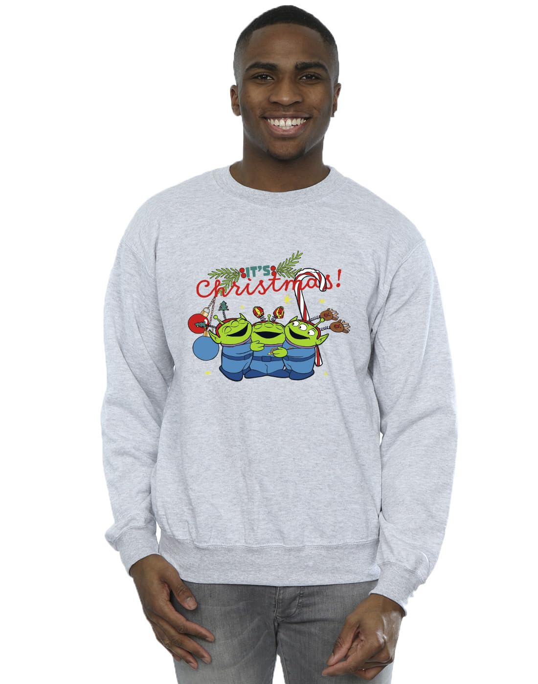 Disney Men's Toy Story Aliens Christmas Sweatshirt Sport Grey Medium