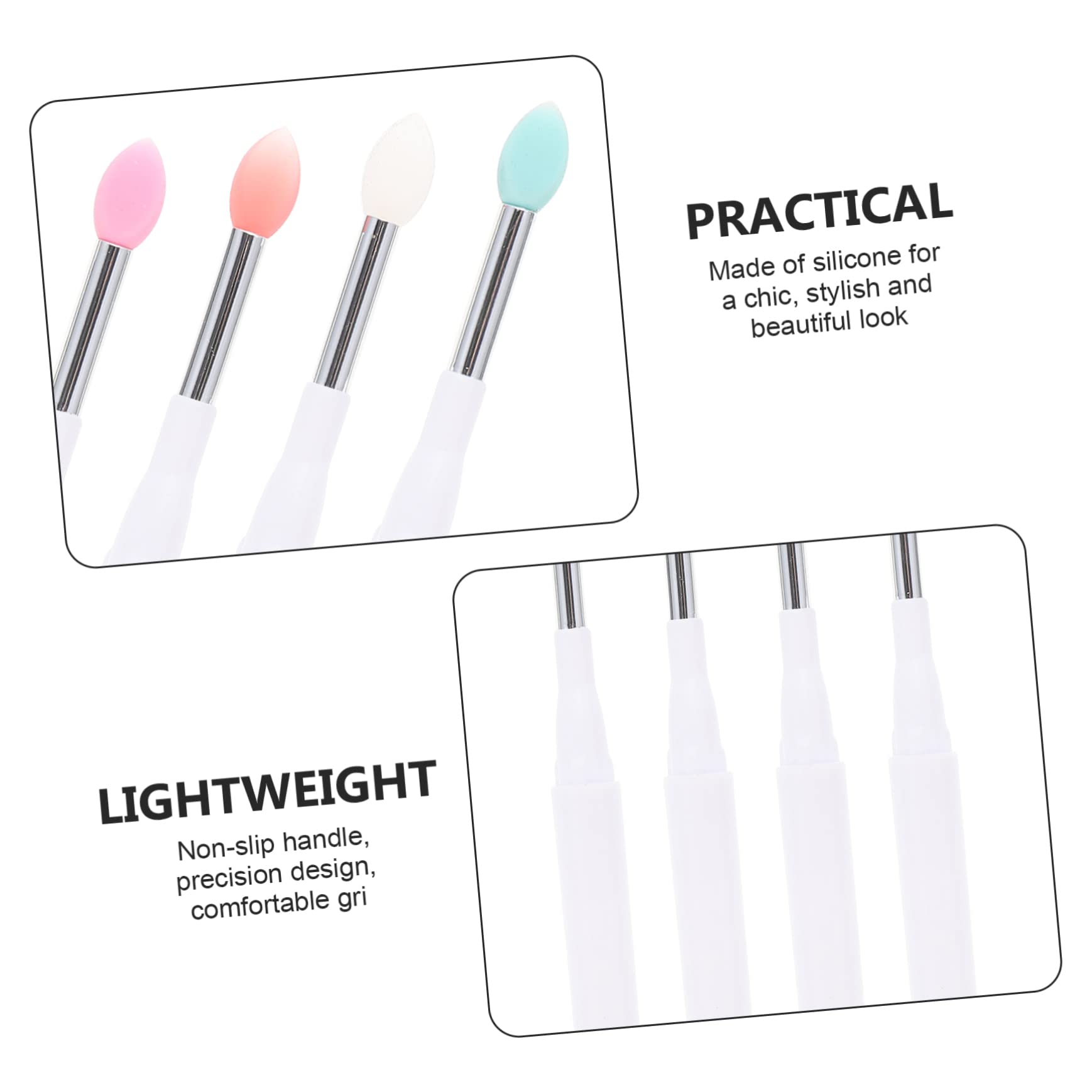 FOMIYES Elegant Silicone Lip Brush Set 4pcs Cosmetics Brush Women's Makeup Tool Eyeshadow Beauty Supplies Smooth Applicati