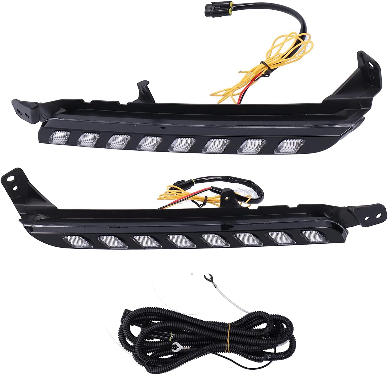 LED Daytime Running Light, Dynamic Turn Signal Lamp Compatible with Toyota Hilux REVO VIGO 2020, Front DRL Light Assembly, Car Bumper Driving Lamp Replacement