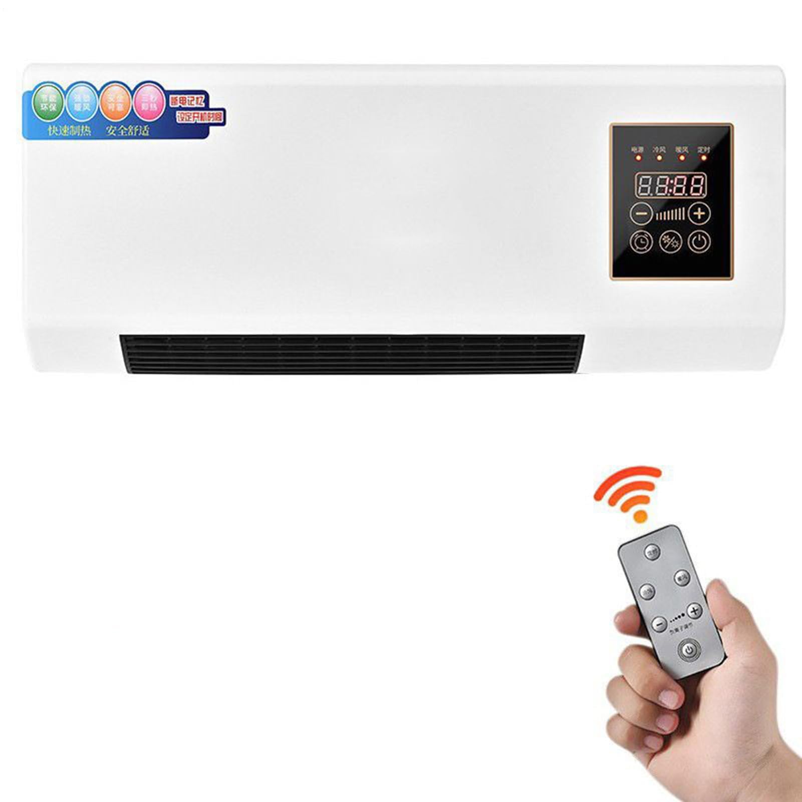 Climatiseur sans conduit | Télécommande murale 2000 W pour chambre à coucher et salon avec télécommande Le vent naturel ne contient pas de réfrigérants