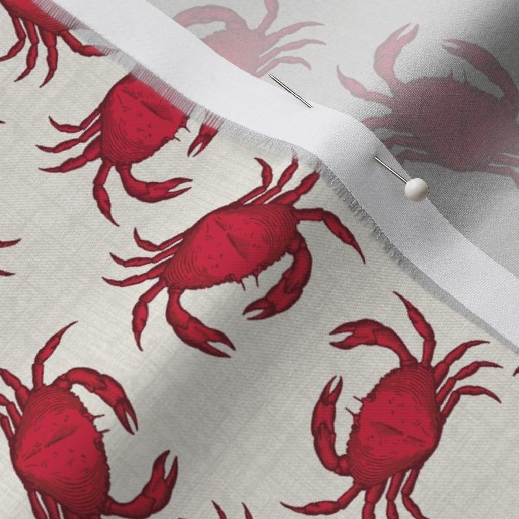 Spoonflower Fabric - Red Crab Scale Ocean Life Sea Beach Nautical Printed on Organic Cotton Sateen Fabric by The Yard - Sewing Quilting Apparel Home Decor