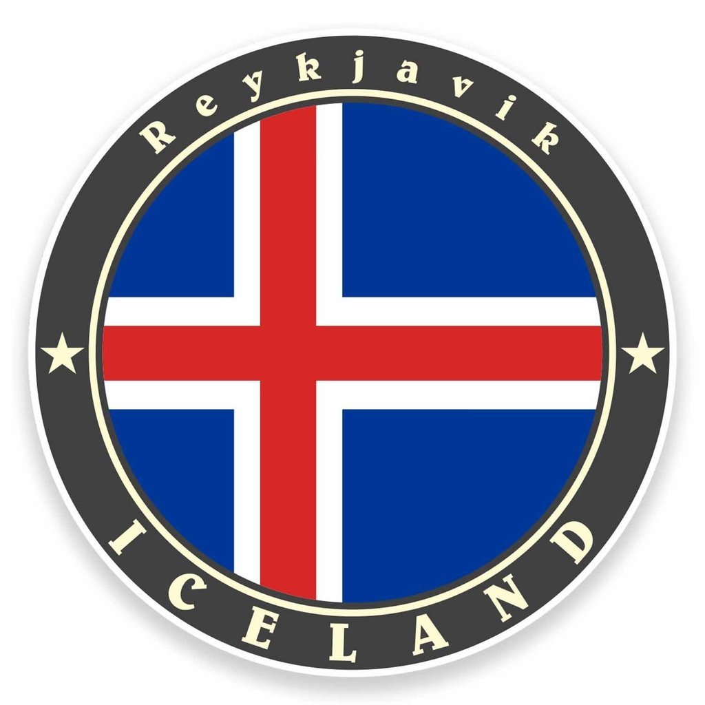 2 x 10cm/100mm Reykjavik Iceland Flag Vinyl SELF Adhesive Sticker Decal Laptop Car Travel Luggage Label Tag #9497