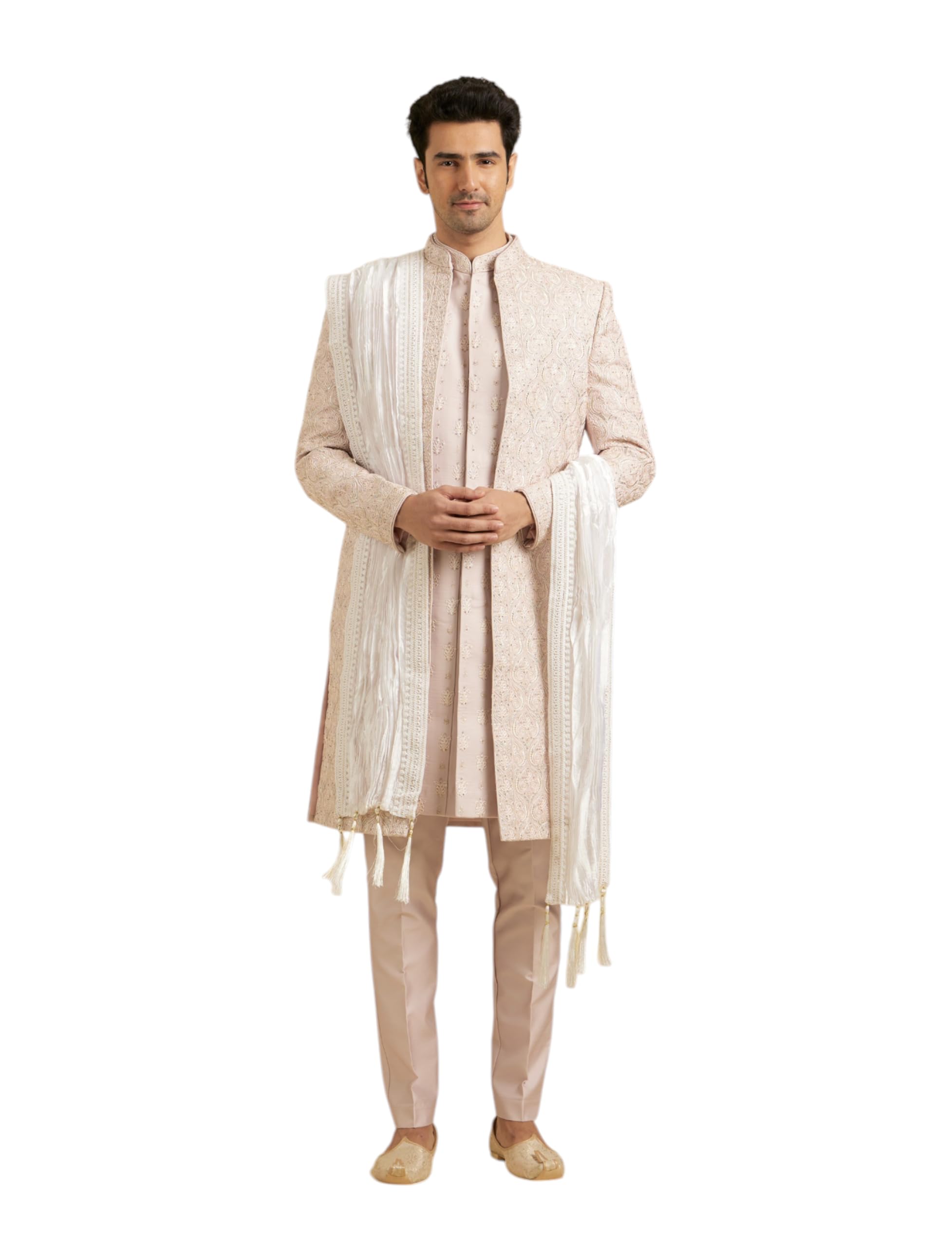 manyavar Men's Art Silk Sequined Dupatta (1pc)-picture-15
