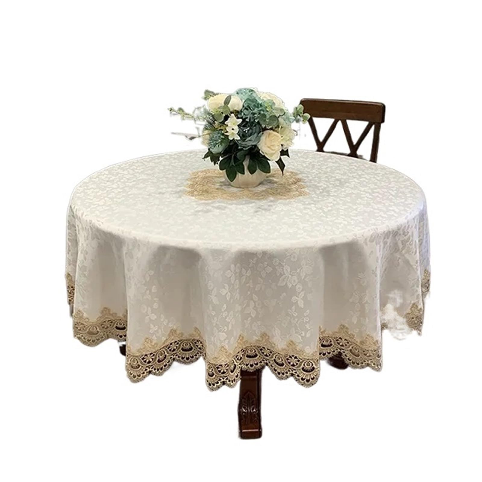 SHENJMAI Vintage Lace Table Table Cloth Round Tablecloth Lace Dining Cover Embroidered Home Mat Decoration(Color6,Diameter 175cm Round)