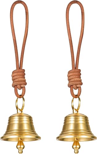 Miniatura 9 de Juego de 2 campanas de latón de vaca de Navidad, campanas grandes de vaca doradas, decoración de Navidad, campanas rústicas de latón, campanas de