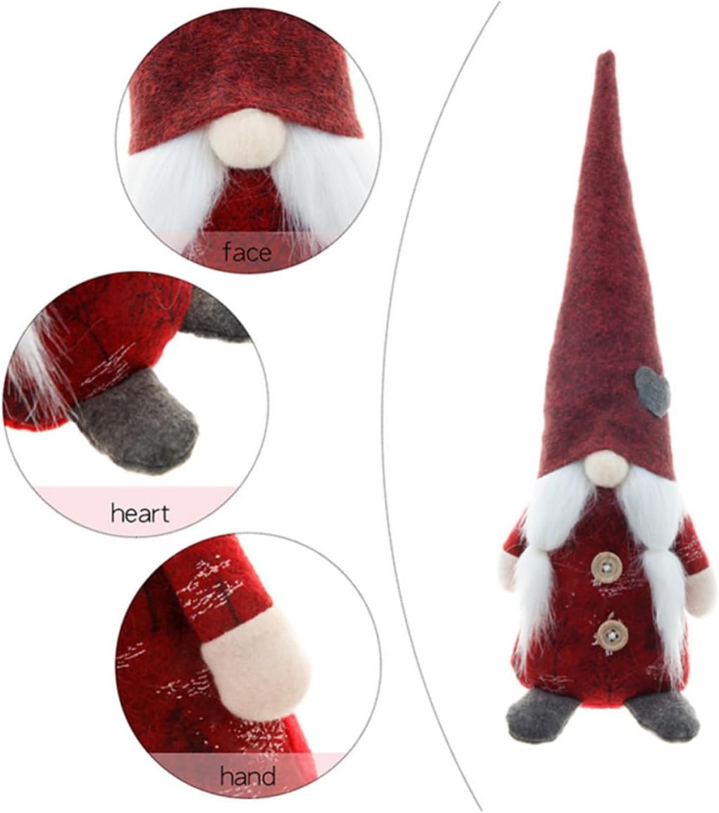 POPETPOP 3pcs Christmas Dwarf Dolls Set Standing Faceless Cloth Figurines Lovely Appearance Holiday Decor for Decorating Home and Family Friends