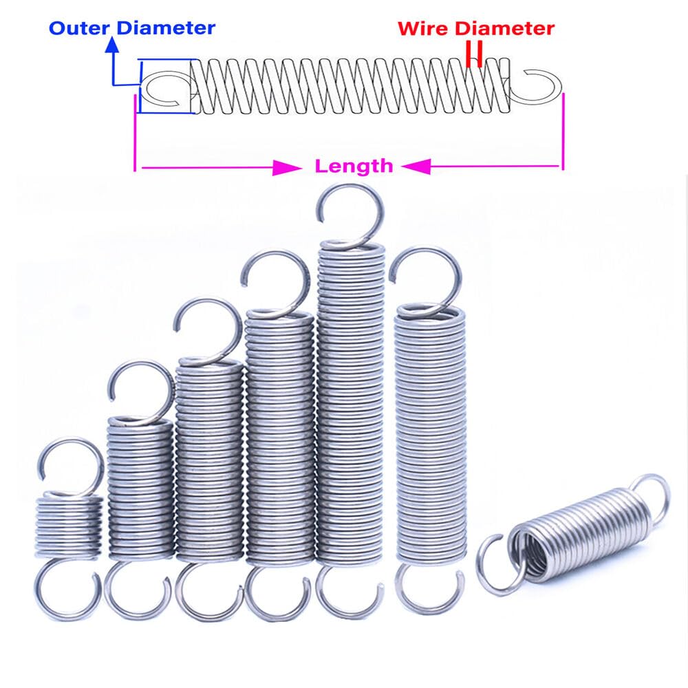 1Pcs Spring Steel Expansion Spring Tension Wire Dia 1.0 Extension Galvanised Extending Spring Outer Diameter:6mm-10mm Length 30mm-320mm (1mm-8mm,Length120mm)