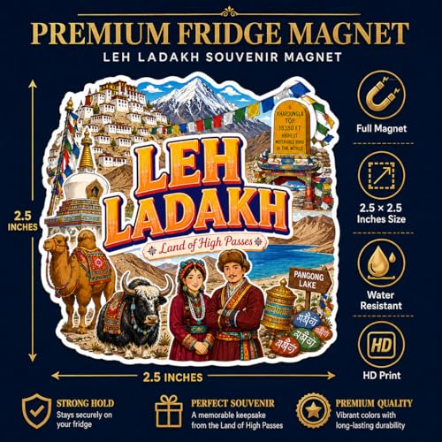 Image of Zesta Wooden Fridge Magnets Set | Refrigerator Decor Magnets for Kitchen | India Souvenir Fridge Magnet Collection | Wooden Magnet for Fridge Door Decoration (Leh Ladakh)