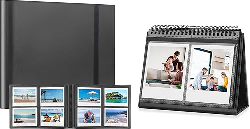 Paquete de 2 álbumes de fotos para cámara Fujifilm Instax Wide 300, Polaroid 600, álbumes para cámara de película instantánea Polaroid Now+ Now