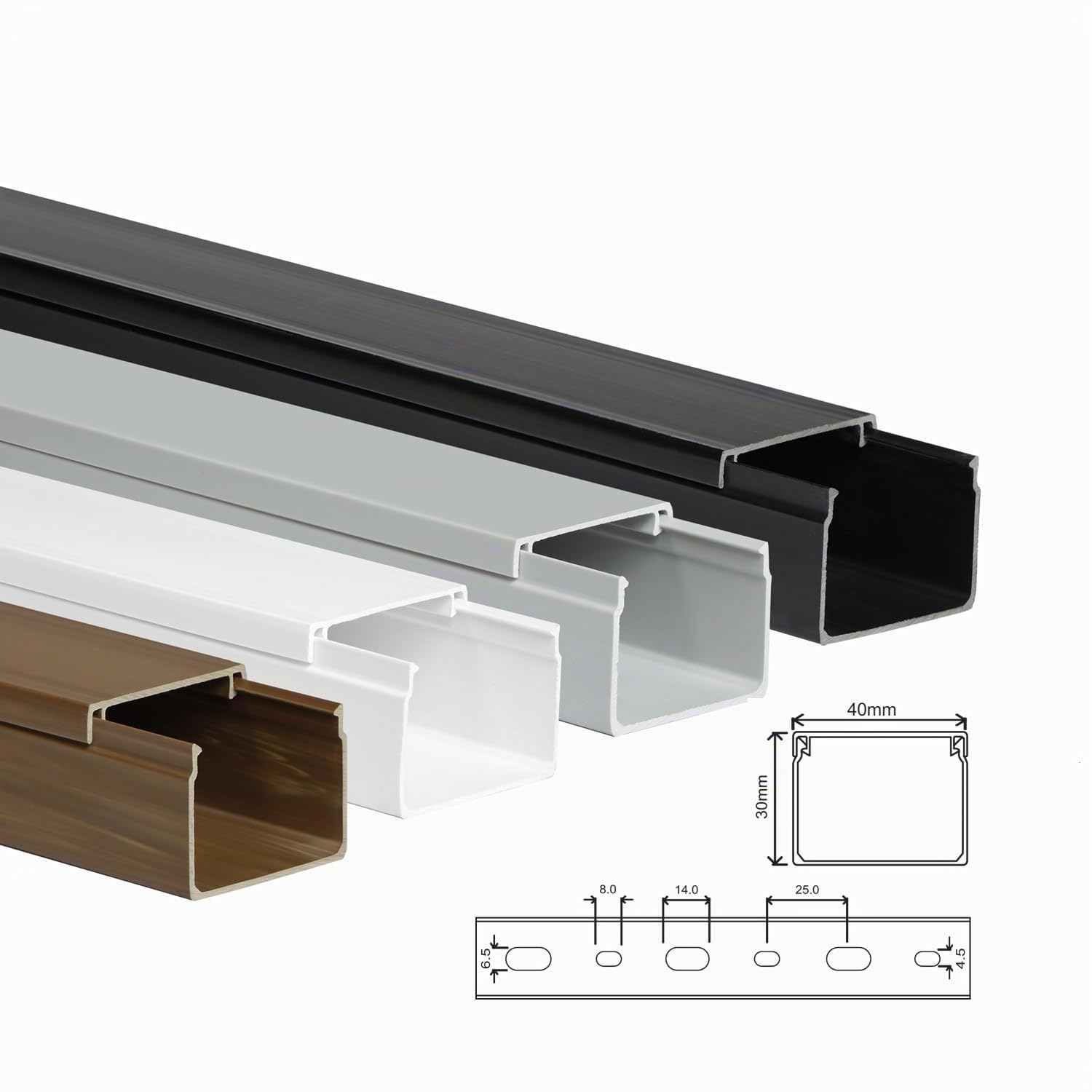 10m KOMIB Kabelkanal/Kabelkanäle/Kabelführung - Verschiedene Größen und Farben - Schraubbar - 5 x 2m Stangen - (Grau - Steingrau, 40 x 30 mm)