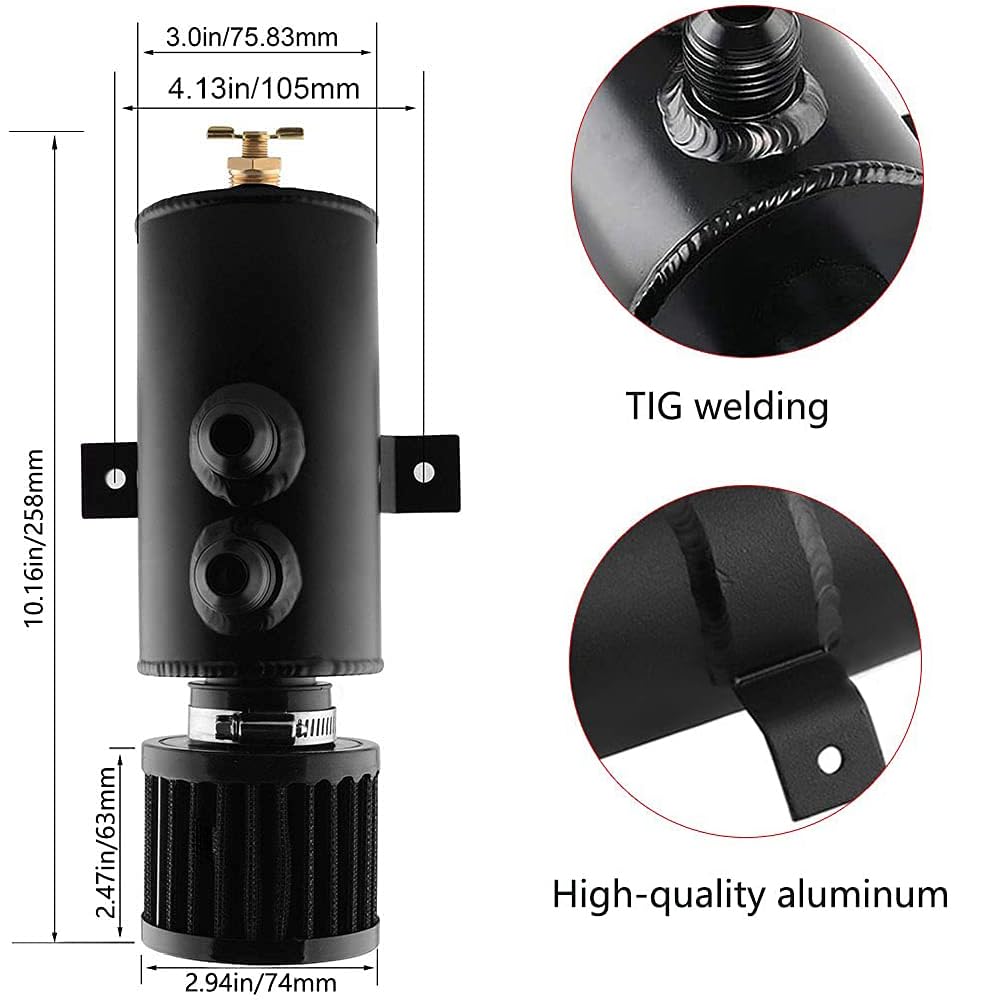 Récupérateur d'huile universel 10AN en aluminium avec valve de vidange et filtre reniflard 750 ml