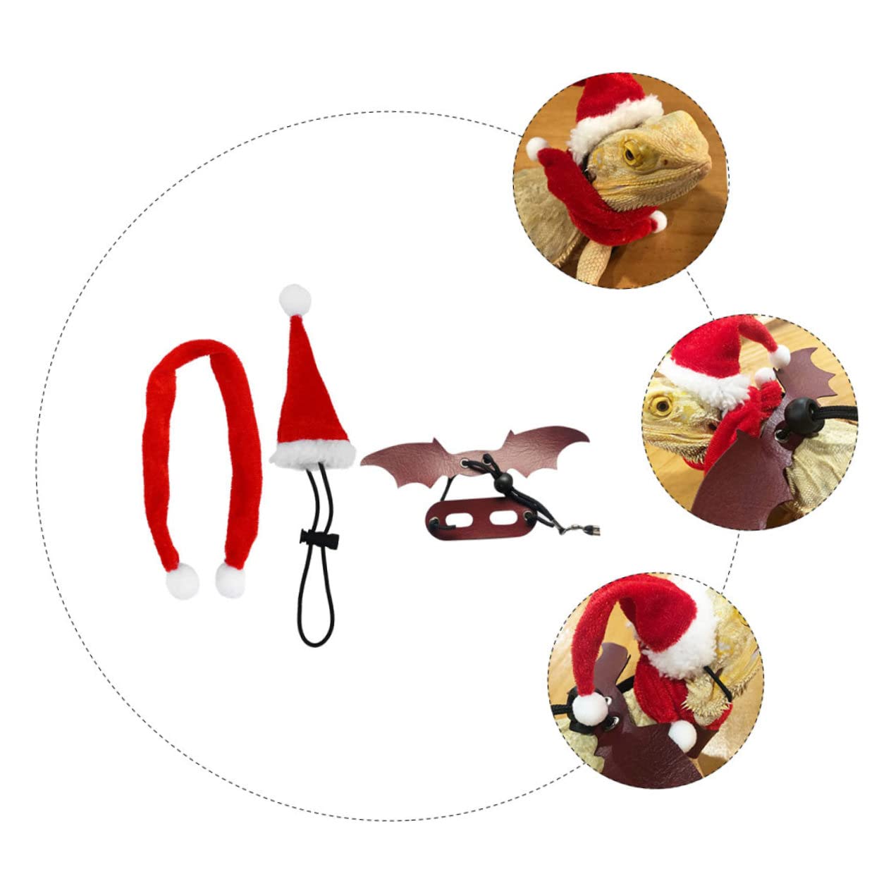 BESPORTBLE 2sets Accessori Per Rettili Guinzaglio Cappello e Sciarpa Per Lucertole Decorazioni Festive Per All