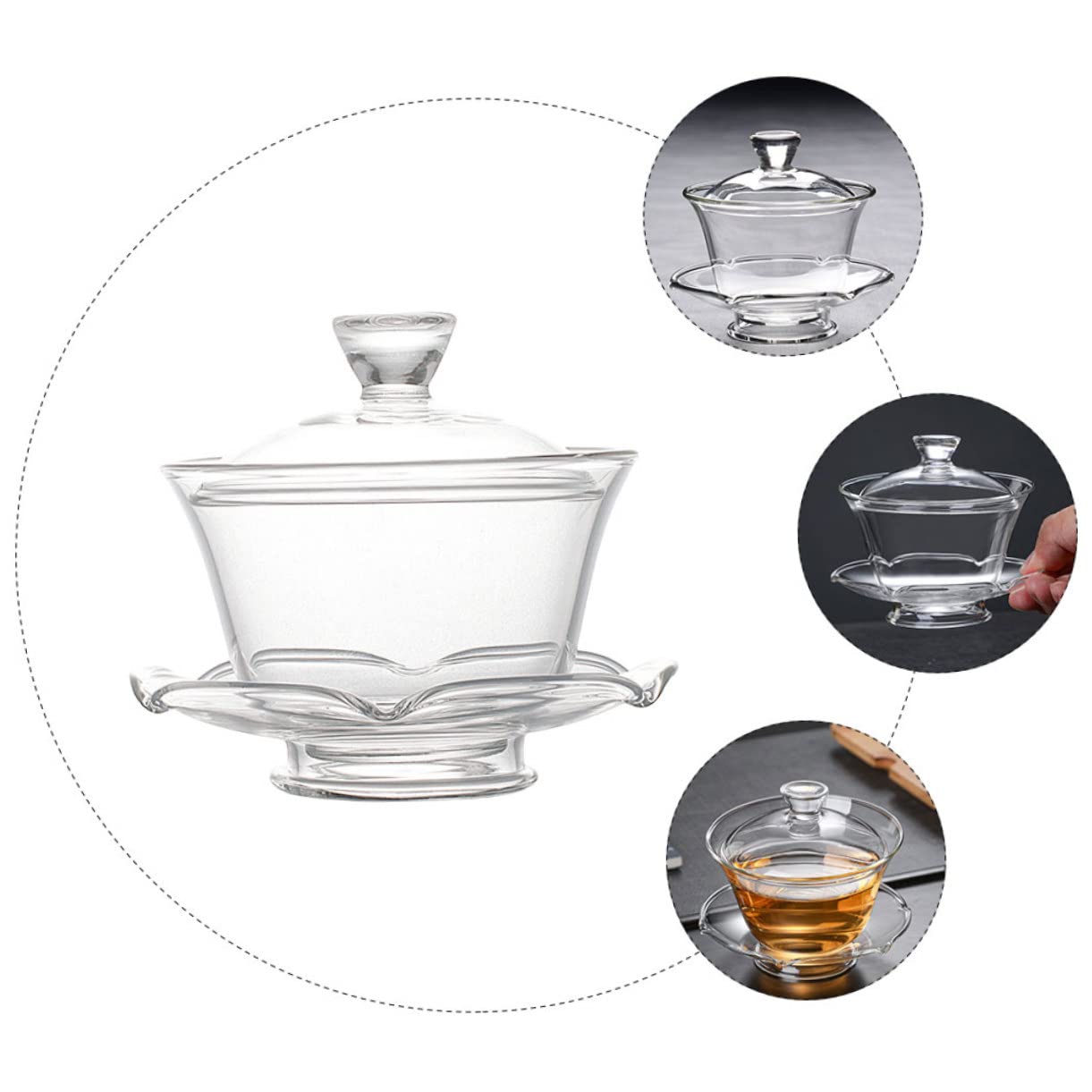 1-teiliges Glas-Teekannen- und Teetassen-Set mit Deckel zum Aufbrühen von Blüten und Tee. Kompaktes Kung-Fu-Teegeschirr für Teeliebhaber.