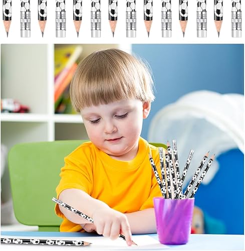 Miniatura 5 de AUAUY Lápices de fútbol, 12 lápices de madera con borrador, lápices de madera sin afilar, adecuados para el hogar, escuela, deportes, papelería,