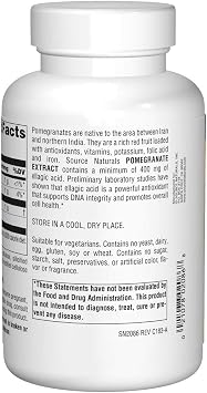Source Naturals Pomegranate Extract, Antioxidant and DNA Health*, 500 mg | Vegetarian Friendly Pomegranate Fruit Extract Yielding 400 mg Ellagic Acid & Dietary Fiber - 240 Tablets