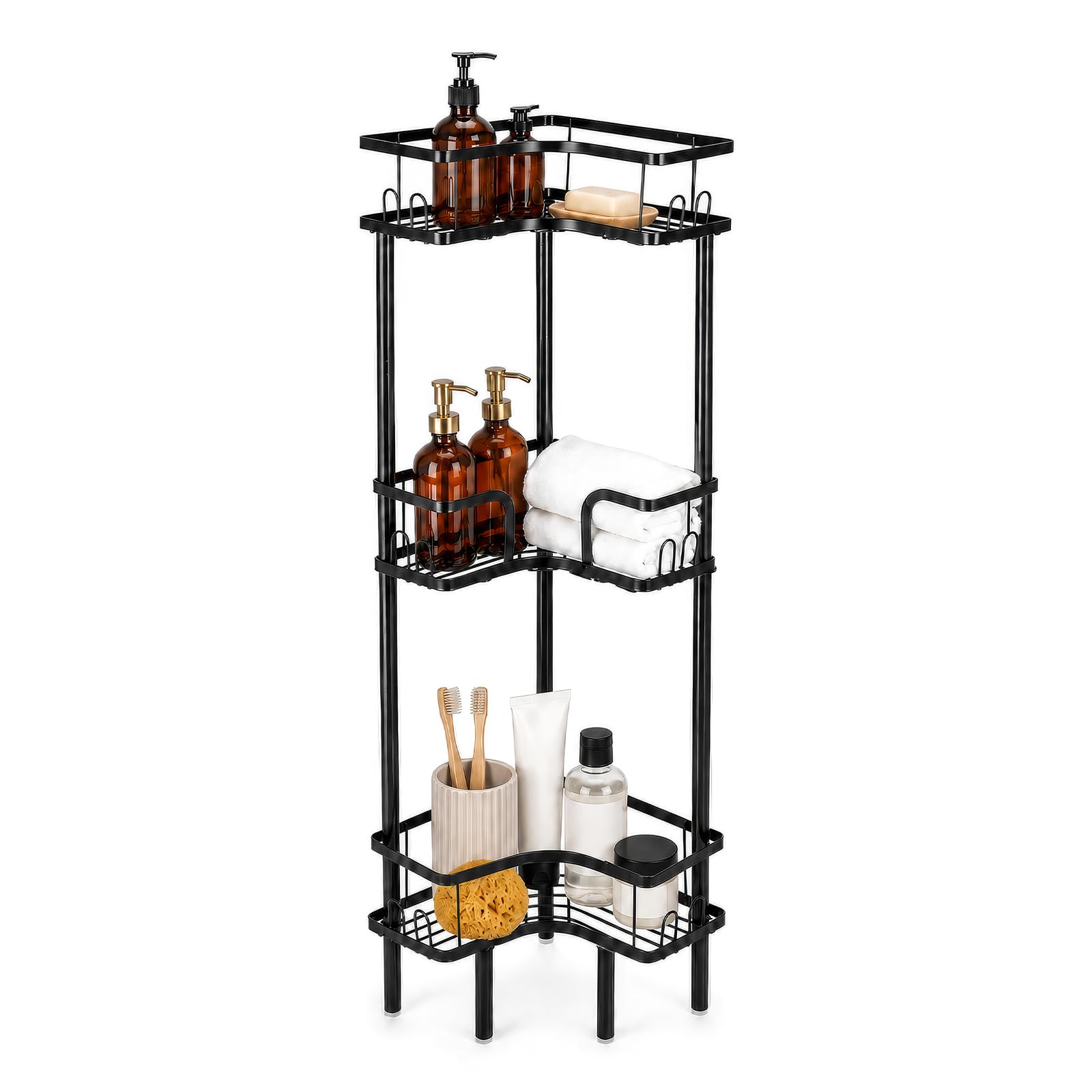 evergoods 1PC 3 Tier Stainless Steel Corner Shower Shelf Black