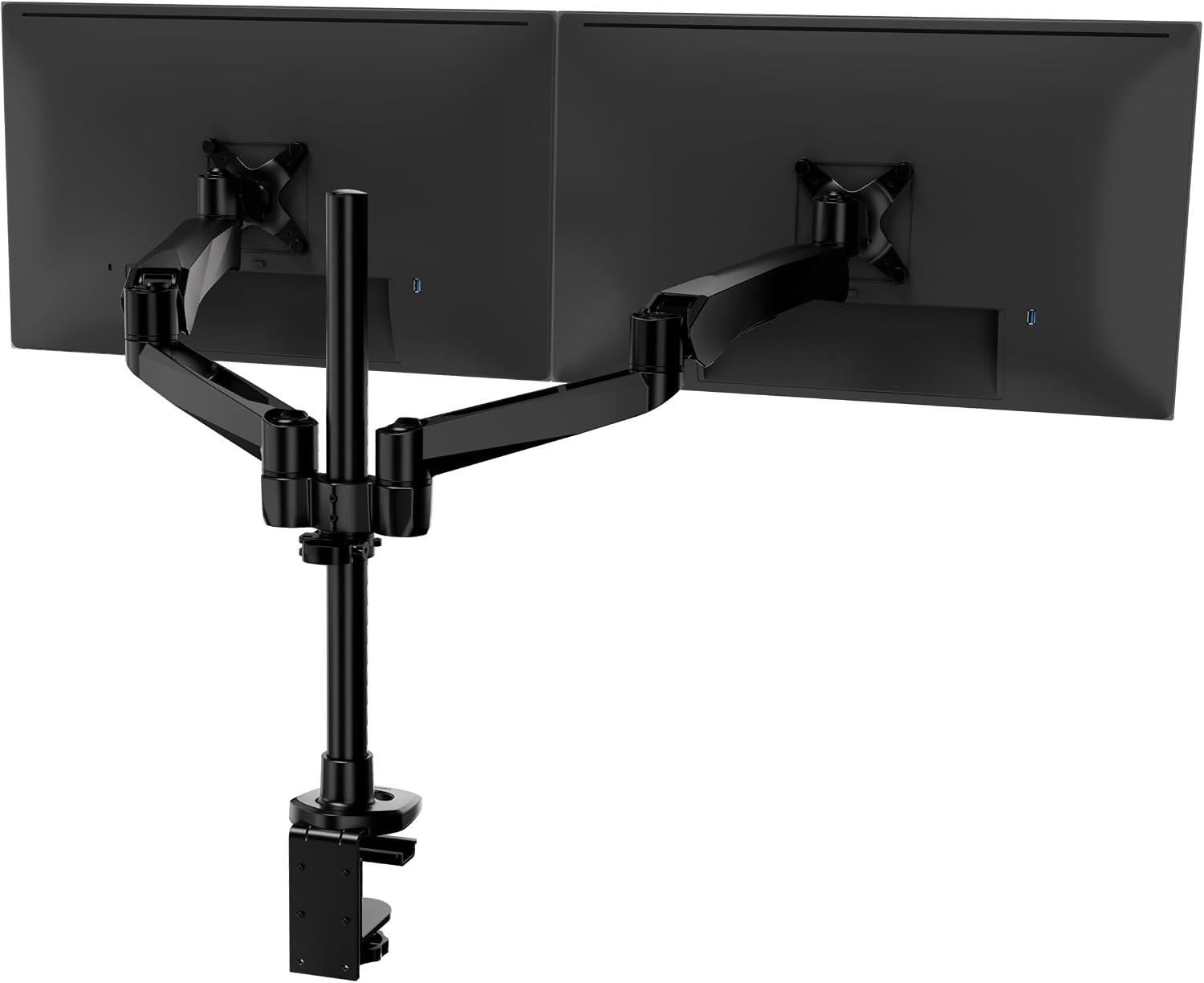 Mount-It! CLiX Dual Monitor Desk Mount Gas Spring Arms, TAA-Compliant, Monitor Mounts for 2 Monitors 13-32" up to 19.8 lbs Each, VESA 75 100, Effortless Height Adjustable, Premium Aluminum Arm, Black