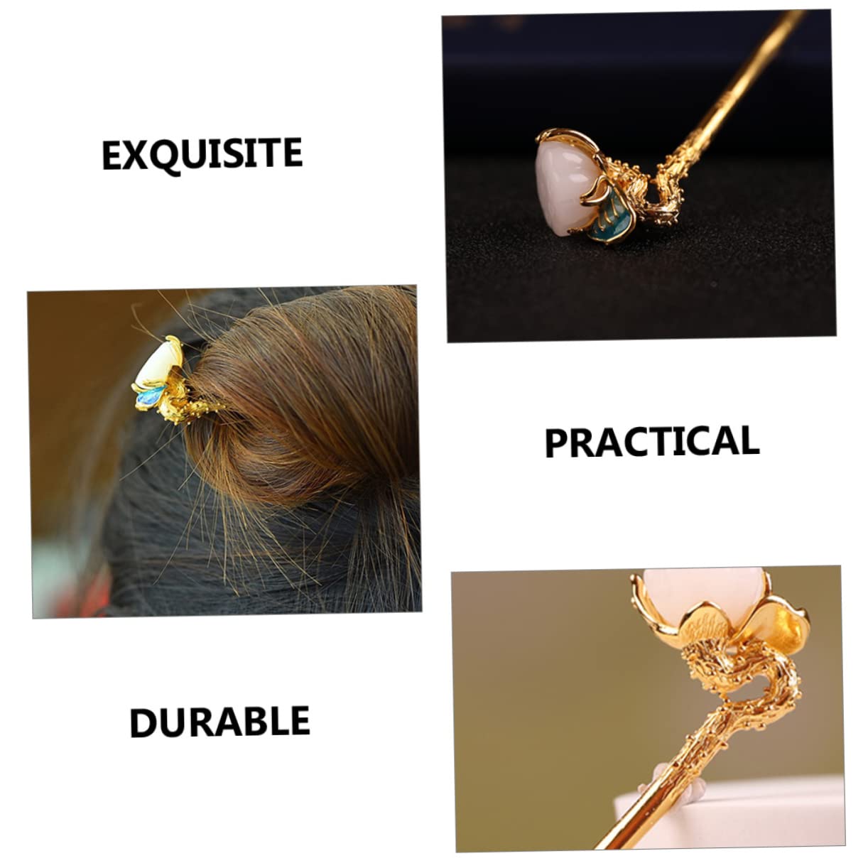 FRCOLOR 5st Haarnadel Chinesischer Haarschmuck Haarknoten-stick Chinesisches Haar Klebt Mit Essstäbchen Mit Blumenhaar Haarspangen Für Damen Haarstock Fräulein Cloisonne Metall Haarklammer