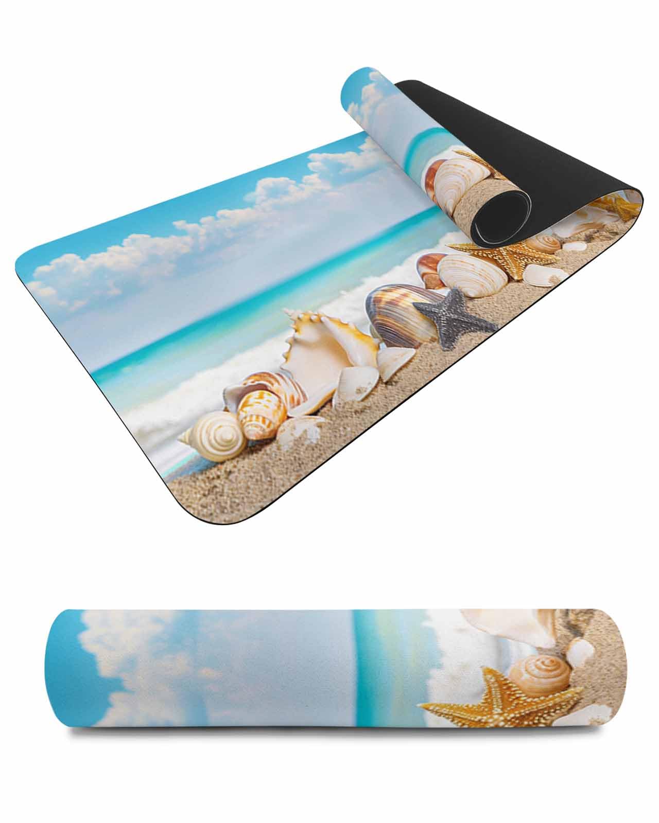 Debedcor Heat Proof Table Pads Waterproof Decorative, Coastal Conch Non-Slip Table Countertop Protector, Summer Beach Ocean Shell Insulation Mat for Dining Room, 48 x 12 Inches