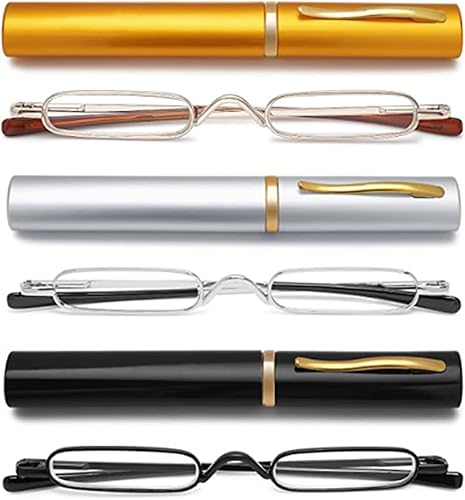 Hubeye 3 pares de mini lentes de lectura, compactos, con bisagras, con resorte, lectores de bolsillo delgados con clip para bolĂgrafo para fácil Hubeye 3 pares de mini lentes de lectura, compactos, con bisagras, con resorte, lectores de bolsillo delgados con clip para bolĂgrafo para fácil