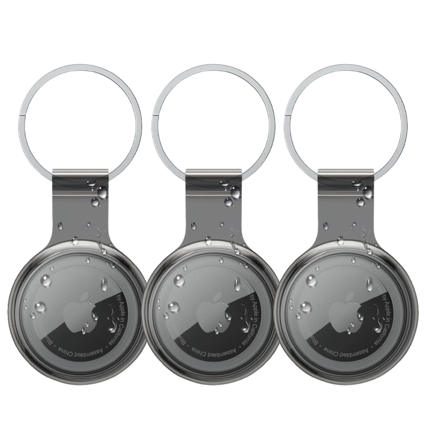 SQUIF Airtag Case with Keychain, Airtag Holder Compatible with Apple AirTags, Waterproof & Dustproof & Anti-Collision Airtag Cover with Multi-Color Transparent Soft for Kids, Bags, Pet (Set of 3)