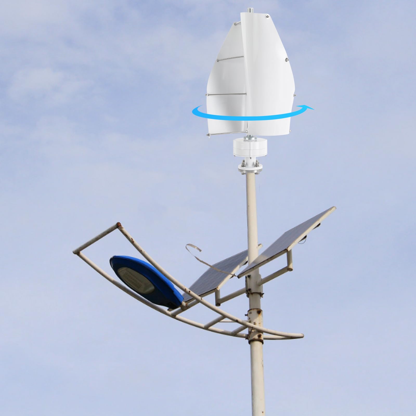 500W Vertikale Windkraftanlagen, 12V/24V Windturbine Windgenerator Windturbinen-Generator mit Steuergerät und Geräuscharmer für Boote Pavillons Kabinen White