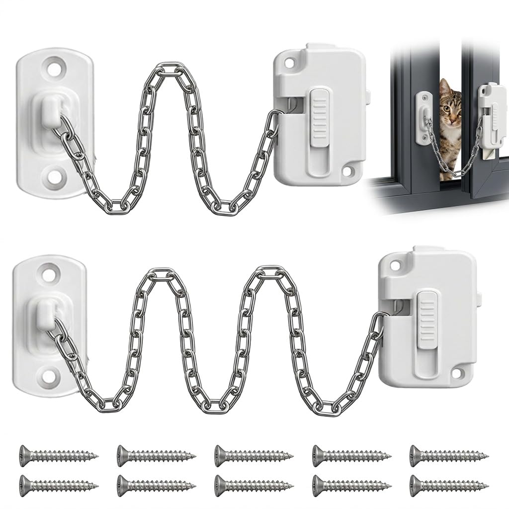 Window Locks 2pcs, Window Restrictor for UPVC Windows, Self Adhesive Window Locks Safety, Adjustable Window Latch No Drilling for Metal, Wooden, Sliding Window Security