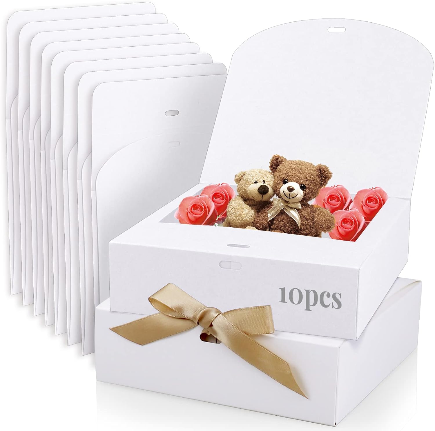 12 Square Shaped Presentation Gift Box With Bow Ribbon , Easy Assembly - View #2