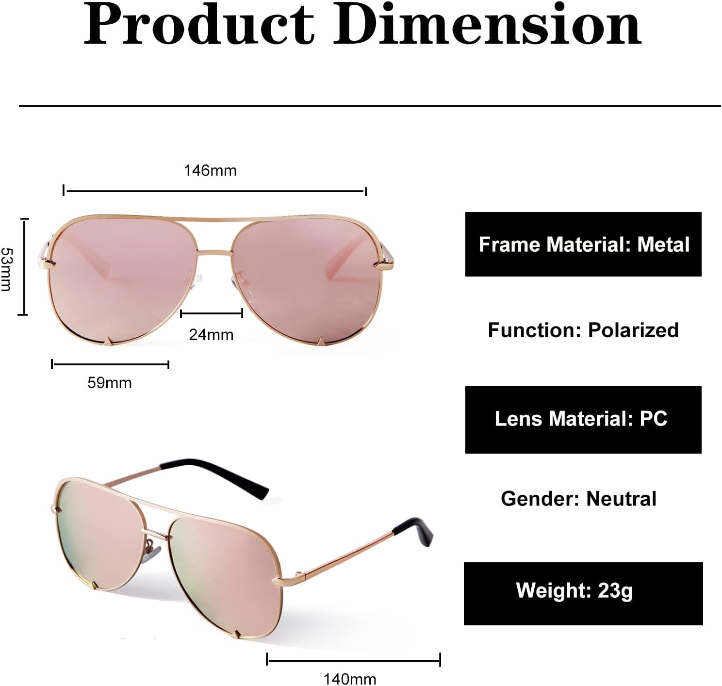 SORVINO Oversized Aviator Sunglasses for Women Men Trendy Retro Bulk Shade Black Faded Sun Glasses Classic UV Protection - Image 5