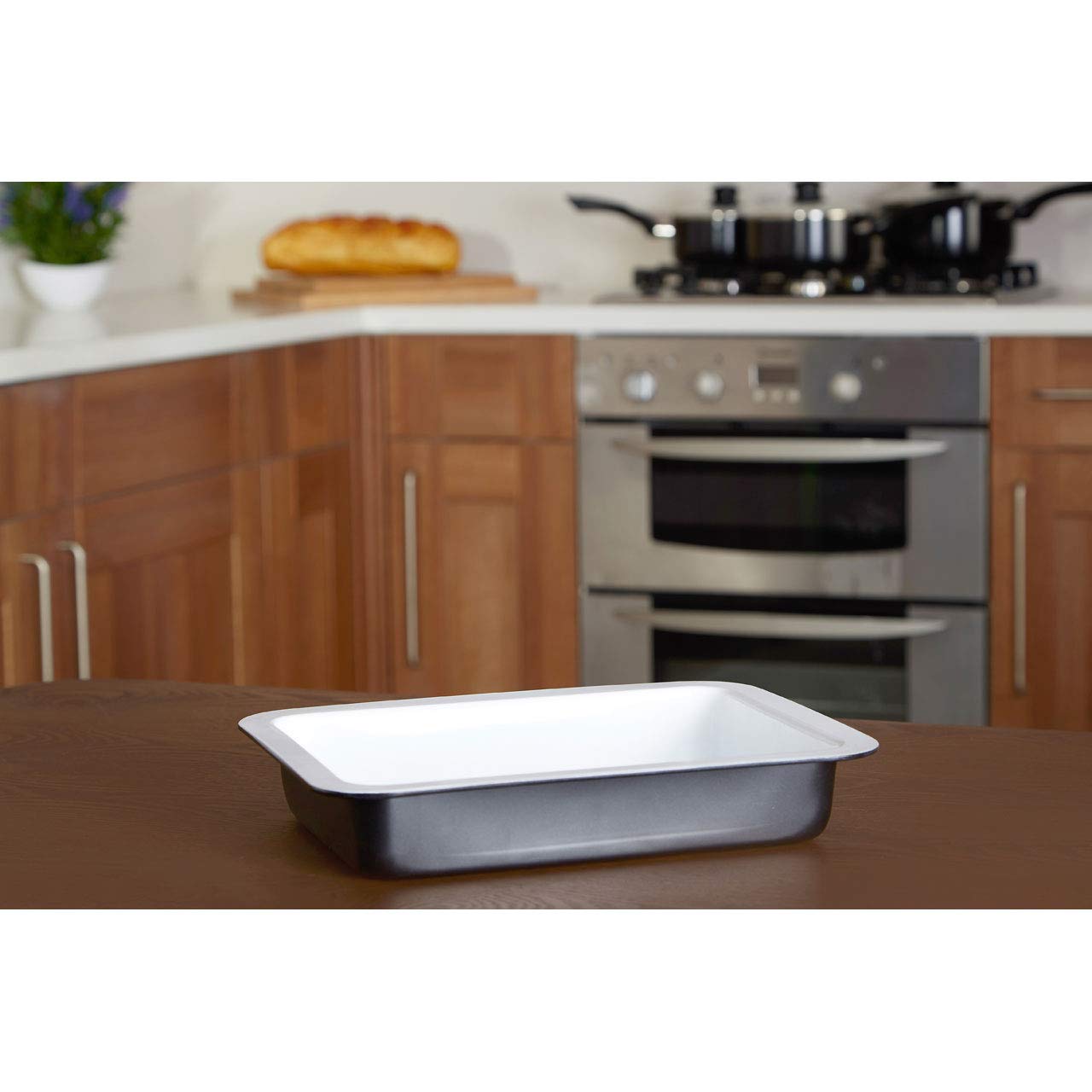 Premier Housewares Ecocook Roasting Dish, Black/White, 33 x 26 x 8 cm - Image 4