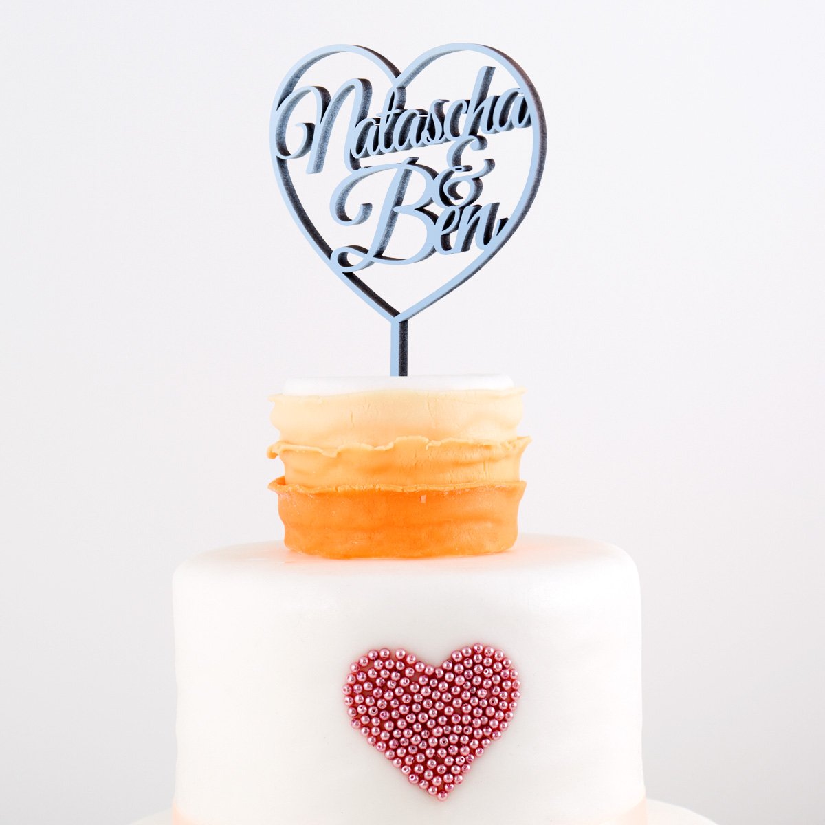 KLEINLAUT individueller Caketopper zur Hochzeit - Namen im Herz - 15cm breit - Wähle eine Farbe - Rot