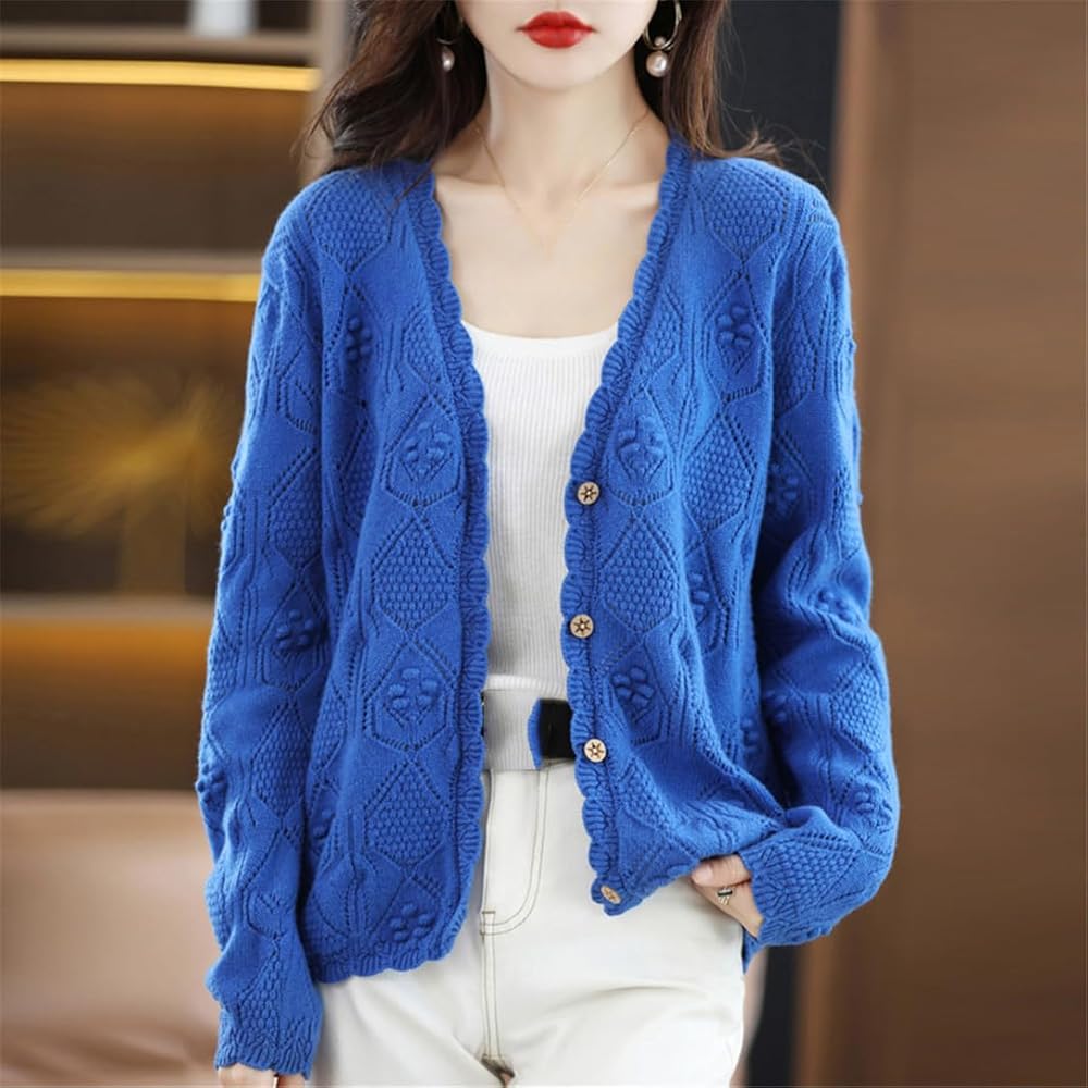 トップス 22SS CASHMERE HARD TWIST KNIT CARDIGAN Women's Cashmere Sweater Casual Jacquard Cardigan V-Neck
