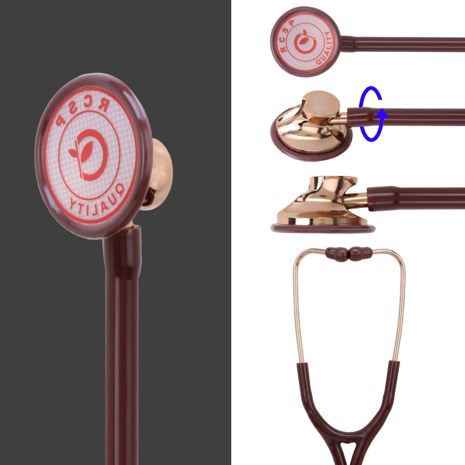 RCSP Cardiology stethoscope for docotor 's and medical student Rose Gold Color Single Head Brass (CHOCOLATE) 1