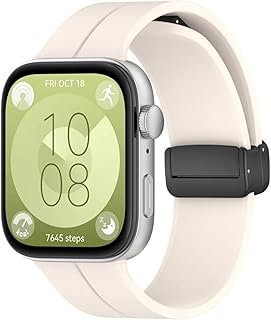 سوار ساعة مغناطيسي من نكست ستور، متوافق مع ساعة هواوي فيت 3 2024، سوار سيليكون مبتكر مغناطيسي قابل للطي متوافق مع ساعة هواوي فيت 3 (لون أبيض فاتح (Off White))