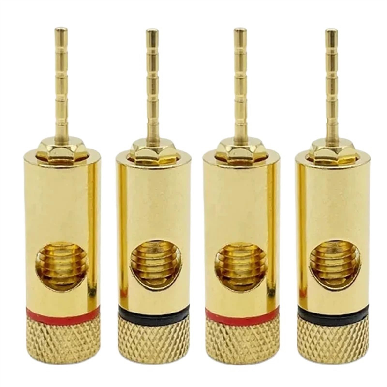 Adaptateur de fiche Banane en cuivre plaqué Or, Broches de 2mm, bornes Banane à Broche Droite, fiches de Haut-Parleur, connecteur de câblage, 8 pièces/4 Paires(8 Red)