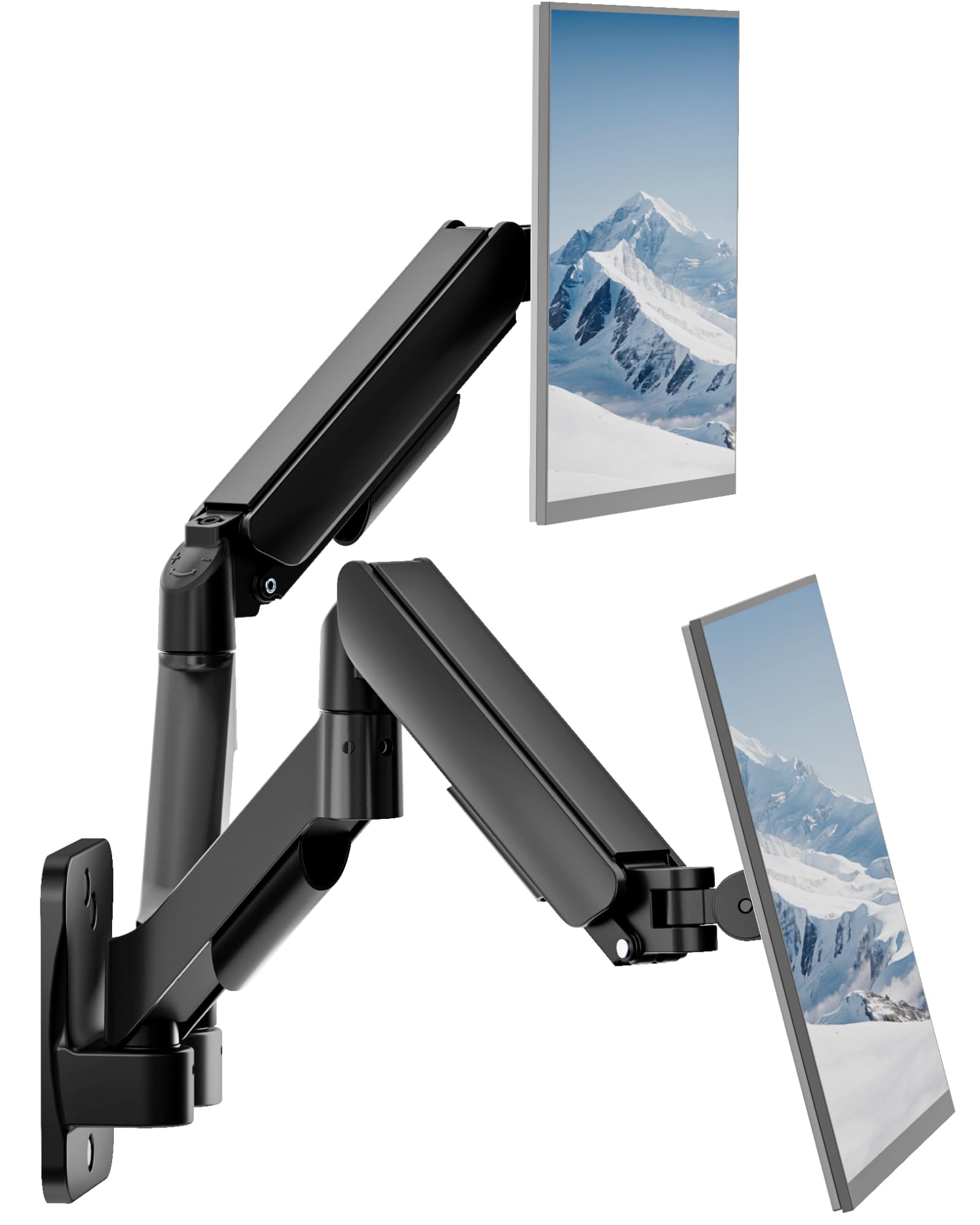 monTEK Supporto da parete per 2 monitor da 17-32 pollici | fino a 9 kg, orientabile, inclinabile e girevole, regolabile in altezza, VESA 75 x 75/100 x 100