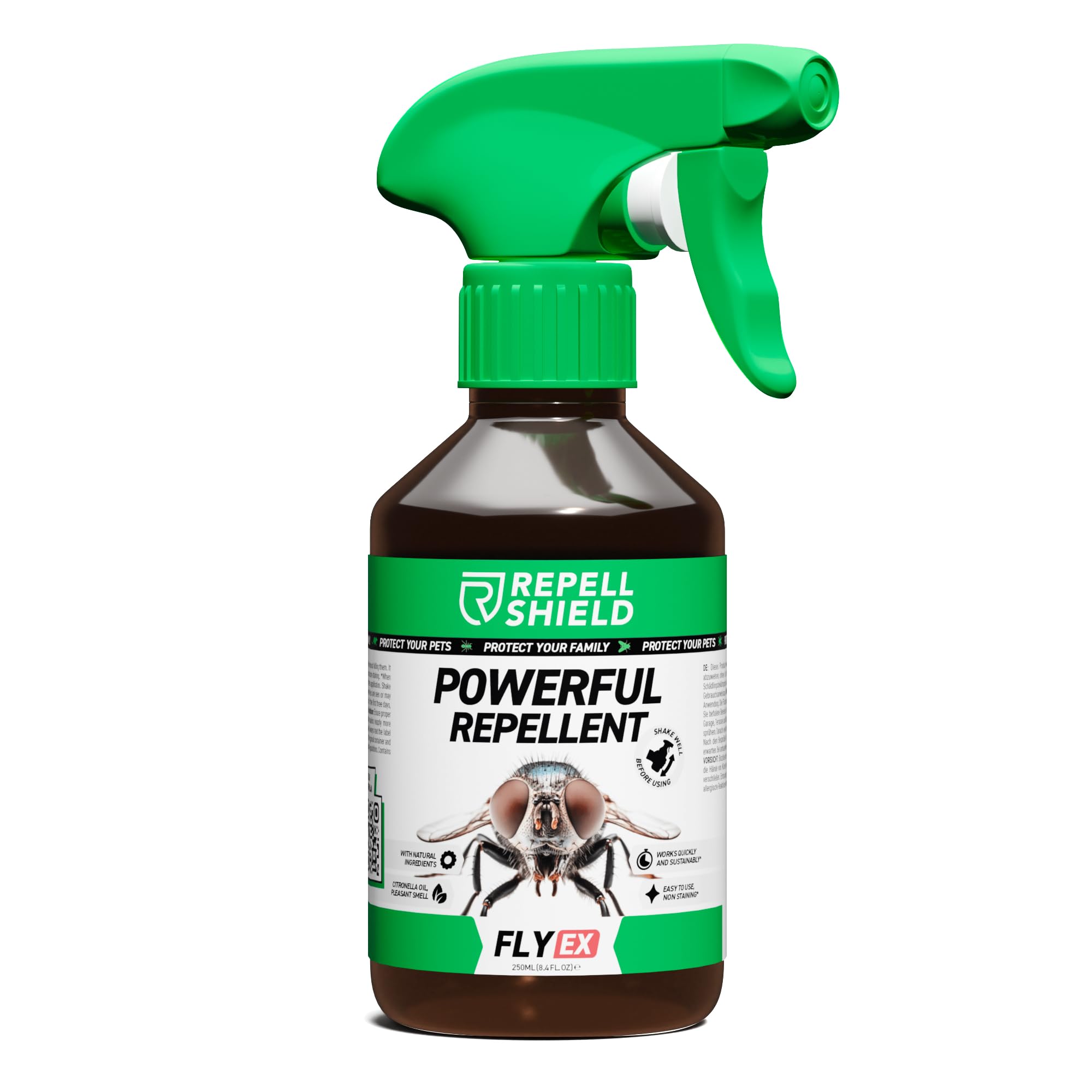 Fly Repellent Spray - Natural Citronella Oil, Pet-Safe, Non-Toxic, High Efficiency Pest Control for Homes, Pleasant Scented, Versatile Indoors & Outdoors - Eco-Friendly Eradication, 250ml